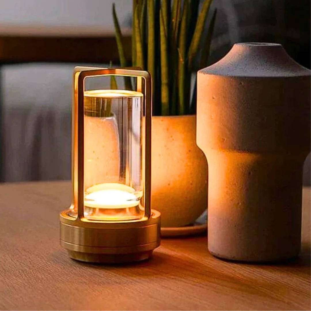 Crystal Lantern Table Lamp with 3 Level Touch Dimmer and Waterproof Design