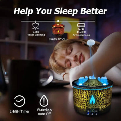 Portable Aromatherapy Oil Diffuser with Night Light, Simulated Volcano Design