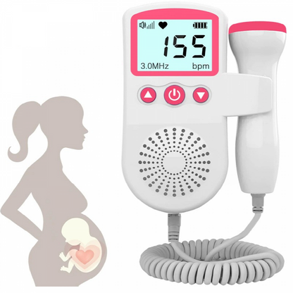 Handheld Fetal Heartbeat Monitor with LCD Display and Noise Filtering Probe