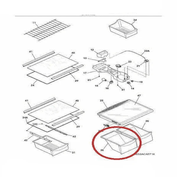 Clear Replacement Crisper Drawer Bottom for Frigidaire and Kenmore Refrigerators