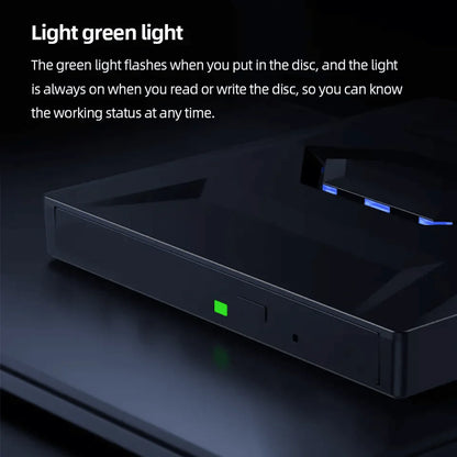 Portable USB CD DVD Drive with Burner and SD Card Hub for Windows and Mac Laptops