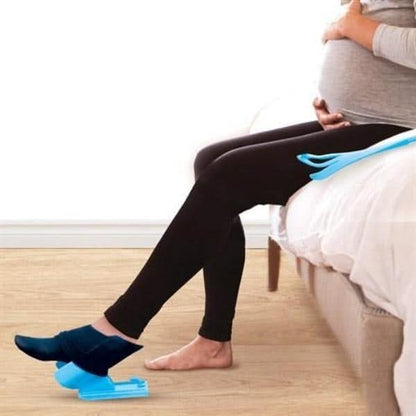 Sock Helper with Extended Handle and Built-In Shoe Horn