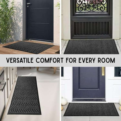 Chevron Doormat with Microfibre Dirt-Trap Surface and Non-Slip Rubber Backing, Low-Profile
