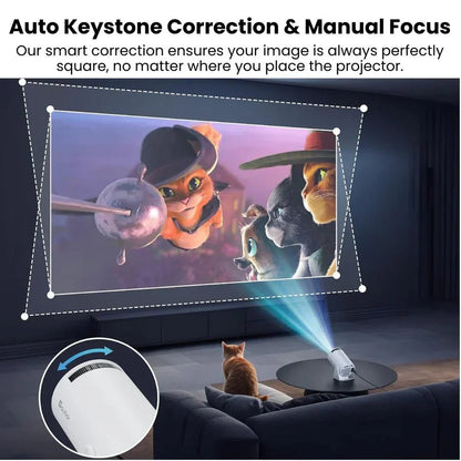Portable Projector with 130-Inch Screen and 4K Compatible Input, Wireless Mirroring