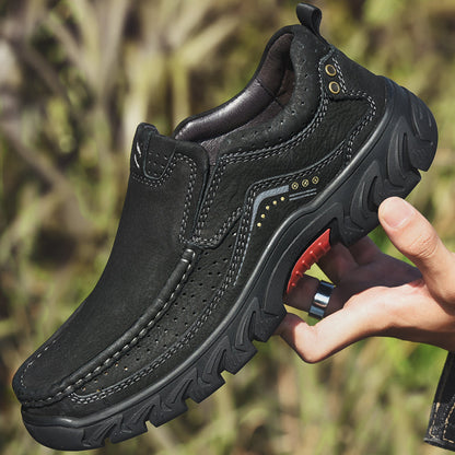 Orthopedic Ankle Boots with Arch Support and Slip-Resistant Sole, Black Leather