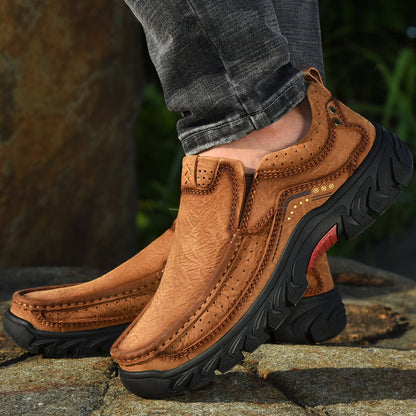 Orthopedic Ankle Boots with Arch Support and Slip-Resistant Sole, Black Leather